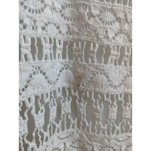 Milly Cabana Size Small Crochet Shift Mini Dress White V Neck Long Sleeves - Picture 2 of 14